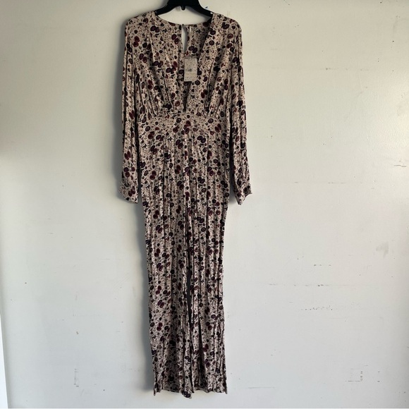 New! Free People some like it hot tan floral print romper jumpsuit 22659 - Picture 3 of 16